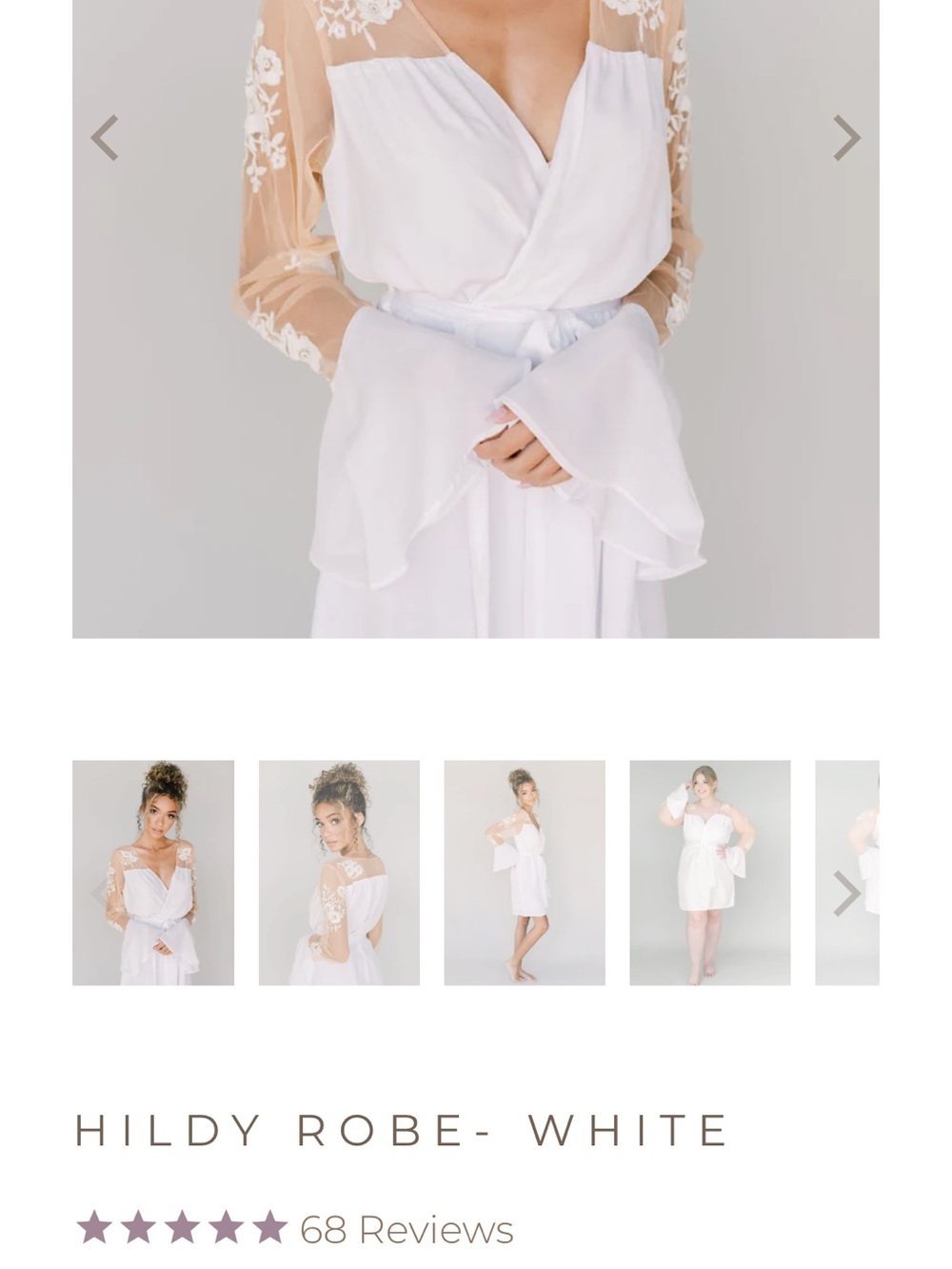 Robe - White Sheer Lace Sleeve Bridal Robe